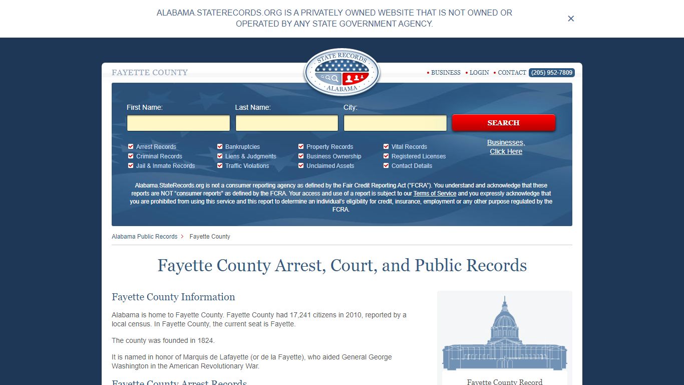 Fayette County Arrest, Court, and Public Records